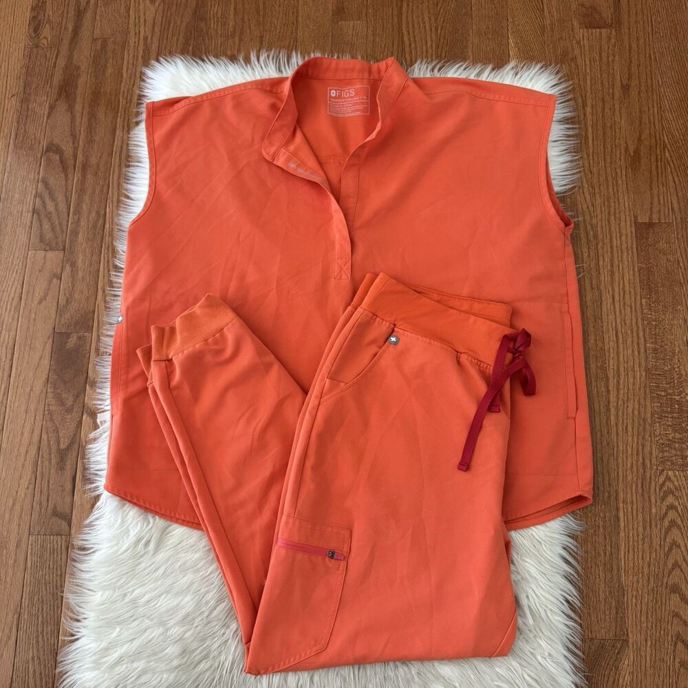 Figs Scrub Set Women’s XL Sunset Orange Zamora High Waisted Joggers Rafaela Top